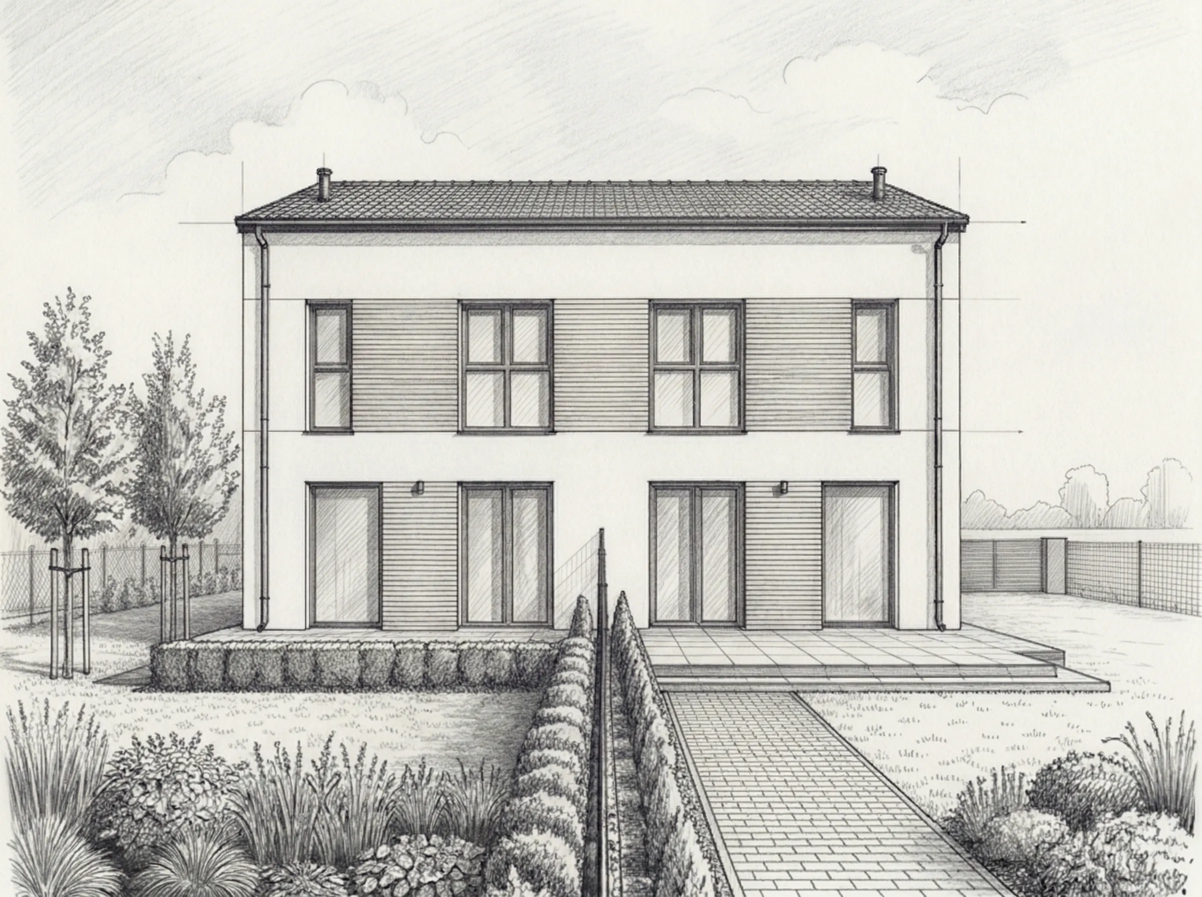 Szkic elewacji frontowej — Osiedle Przy Wale