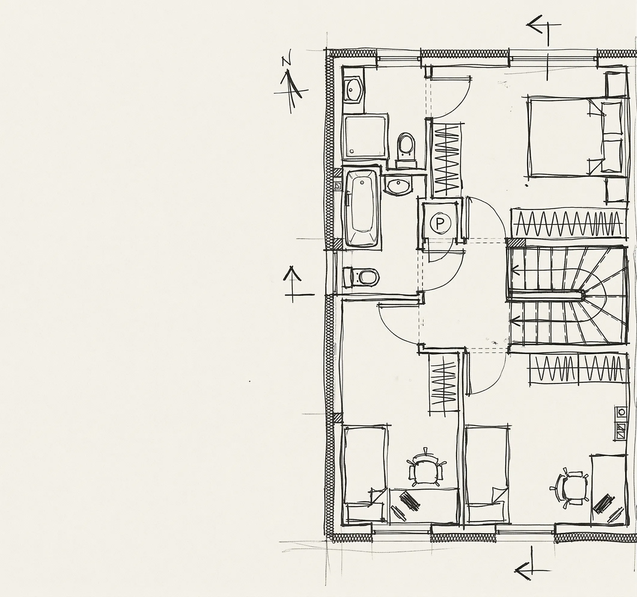 Rzut piętra — szkic architektoniczny
