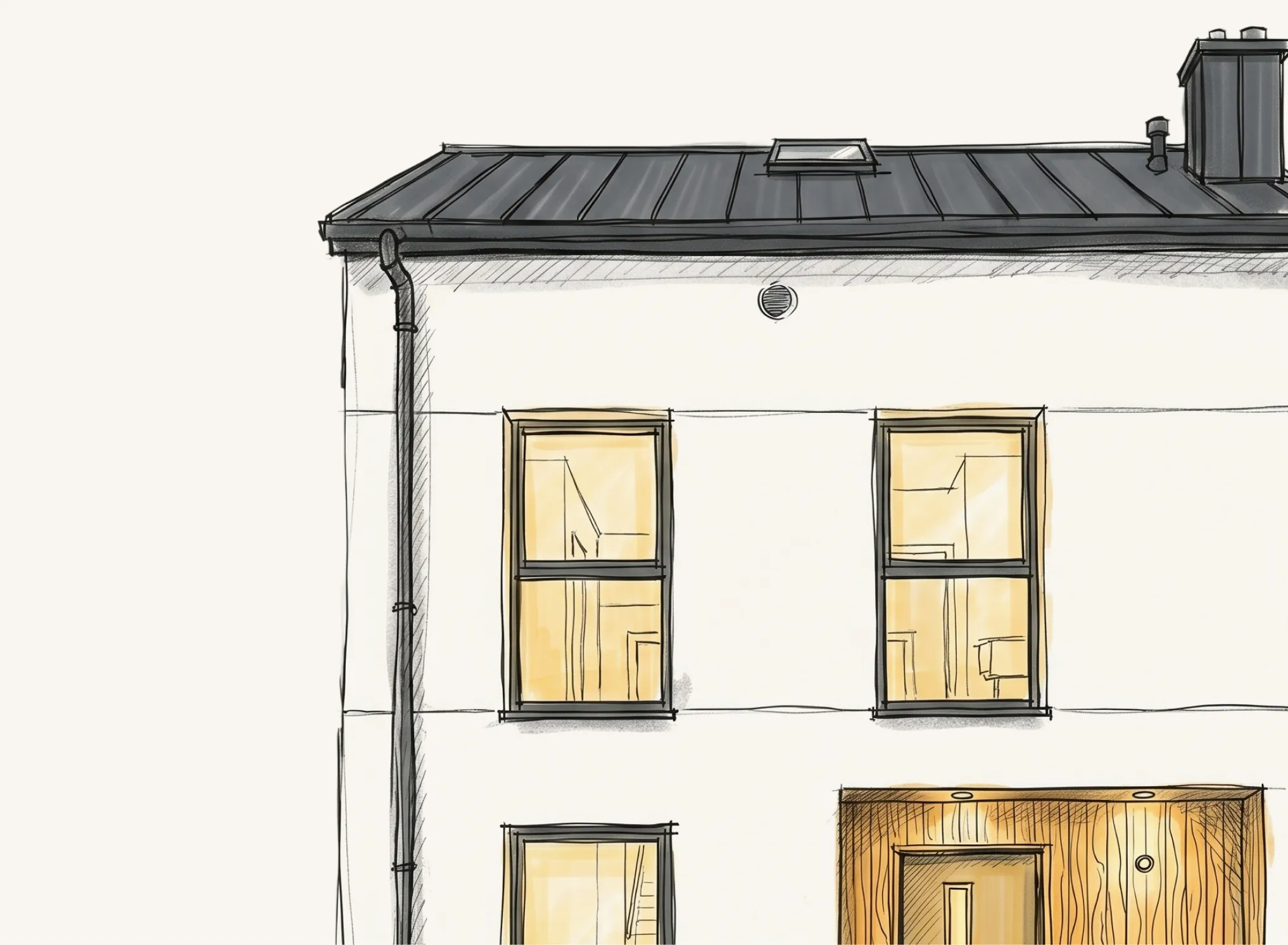 Odręczny szkic architektoniczny tego samego domu